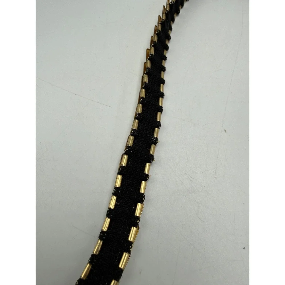 Vintage Gold Tone Scale Stretch Belt Rectangular Buckle Retro Metallic Elastic
